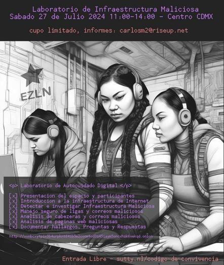 cartel del lab de infraestructura maliciosa - 3 mujeres con computadoras