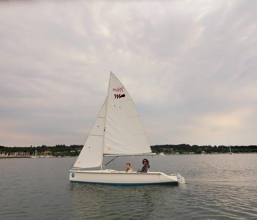 Me & sailing instructor in Martin 16 sailboat.