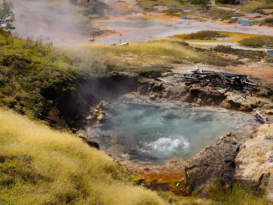 water boiling in a hot spring