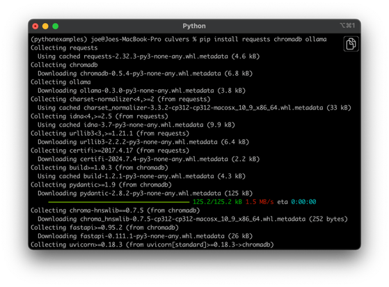 pip install requests chromadb ollama