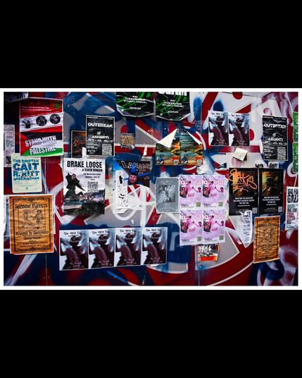 Dublin Ireland wall covered with local posters for bands, clubs, and organizations.