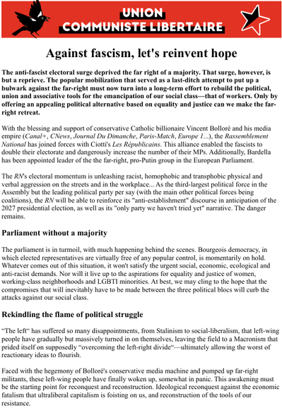 First page of our press release