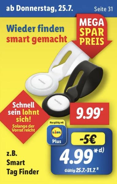 Ausschnitt aus dem Lidl-Prospekt zum Smart Tag Finder