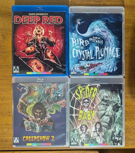DEEP RED, THE BIRD WITH THE CRYSTAL PLUMAGE, CREEPSHOW 2, AND SPIDER BABY blurays