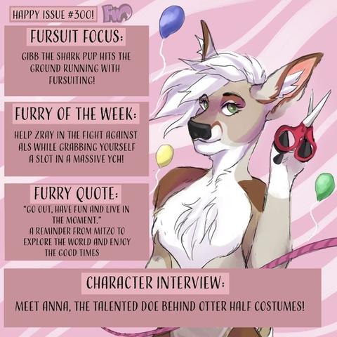 Furry Weekly issue 300 cover featuring Anna the doe. Art by fizzma on Instagram