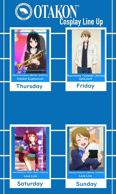 Otakon Cosplay Line Up:
Thursday: Reina Kousaka (Winter Uniform) - Hibike! Euphonium
Friday: Ryunosuke Tsunashi (Anime) - IDOLiSH7
Saturday: Maki Nishikino (Hello, Hoshi o Kazoete) - Love Live
Sunday: Hanayo Koizumi (Winter Uniform) - Love Live