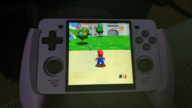 Powkiddy RGB30 running Super Mario 64 HD port called Render96EX