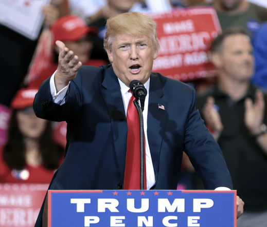 Former US president Donald Trump giving a (probably incoherent) speech.