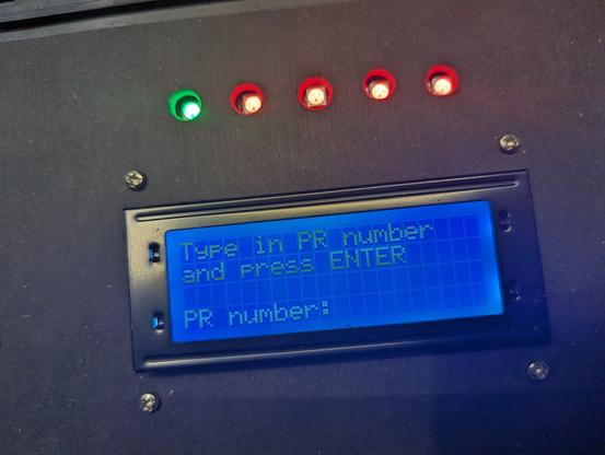 A screen showing "Type in PR number and press enter"