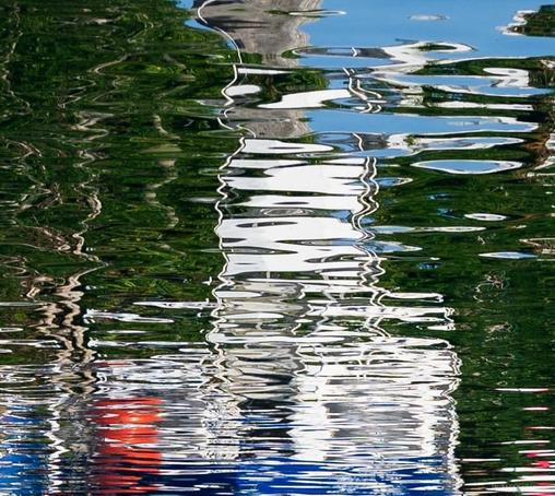 Abstract from reflections on the water.