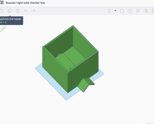 A box with some things coming off it I made in tinkercad