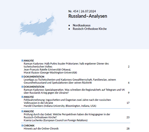 Cover der Russland-Analysen 454