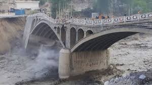 photo - bridge failure after glacial lake flood outburst, Pakistan