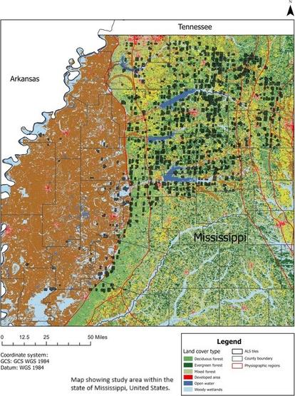 map - Map showing study area within the state of Mississippi, United States