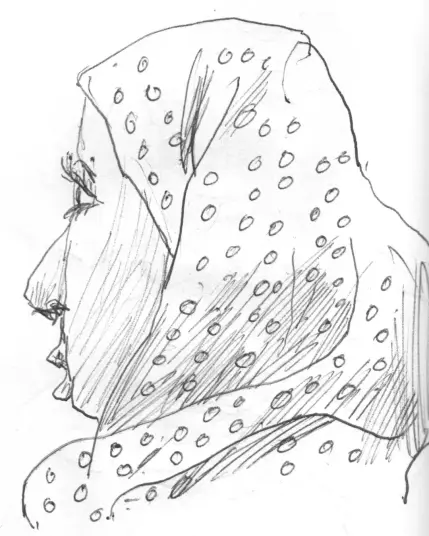 Woman with head scarf