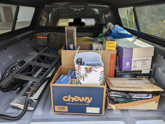 The pickup truck loaded up with items for VCF West