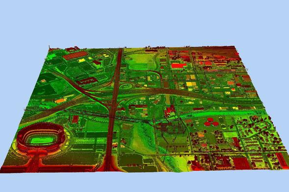 graphic / model / map - 3D view of city from LiDAR data