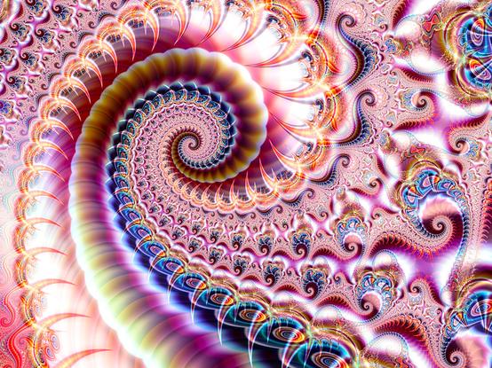 Lush phoenix fractal spirals with glowing flame-like tongues of intricate filigree