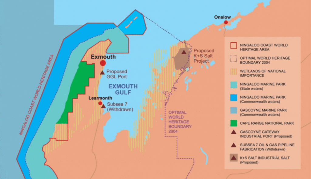Map of Exmouth and Learmonth showing the planned project