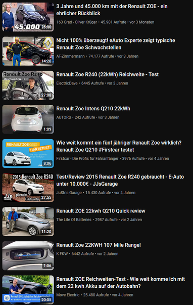25:00
Läuft gerade
3 Jahre und 45.000 km mit der Renault ZOE - ein ehrlicher Rückblick
163 Grad - Oliver Krüger
•
45.981 Aufrufe • vor 3 Monaten
14:28
Läuft gerade
Nicht 100% überzeugt! eAuto Experte zeigt typische Renault Zoe Schwachstellen
AT-Zimmermann
•
74.177 Aufrufe • vor 3 Jahren
27:08
Läuft gerade
Renault Zoe R240 (22kWh) Reichweite - Test
ElectricDave
•
6445 Aufrufe • vor 3 Jahren
1:09
Läuft gerade
Renault Zoe Intens Q210 22kWh
AUTORS
•
242 Aufrufe • vor 3 Jahren
8:06
Läuft gerade
Wie weit kommt ein fünf jähriger Renault Zoe wirklich? Renault Zoe Q210 #Firstcar testet
Firstcar - Die Profis für Fahranfänger
•
3976 Aufrufe • vor 4 Jahren
27:55
Läuft gerade
Test/Review 2015 Renault Zoe R240 gebraucht - E-Auto unter 10.000€ - JJsGarage
JuStris Garage
•
15.430 Aufrufe • vor 4 Jahren
11:20
Läuft gerade
Renault ZOE 22kwh Q210 Quick review
The Life Of Batteries
•
2987 Aufrufe • vor 2 Jahren
1:06
Läuft gerade
Renault Zoe 22KWH 107 Mile Range!
K FKW
•
6442 Aufrufe • vor 2 Jahren
20:05
Läuft gerade
Renault ZOE Reichweiten-Test - Wie weit komme ich mit dem 22 kwh Akku auf der Autobahn?
Move Electric
•
25.480 Aufrufe • vor 4 Jahren
21:55