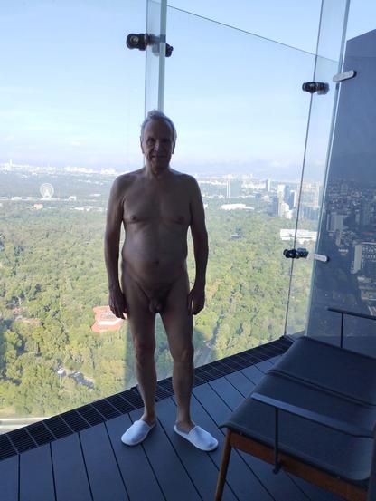 Gerardo, nude, with another view of  Chapultepec park in the background.