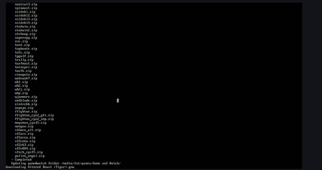 Schermata dei download file arcade mame in formato zip