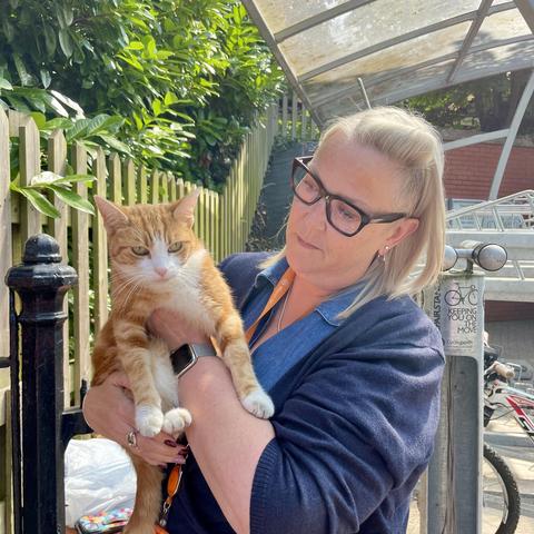 George cat and his boss, (blonde lady with black framed glasses) Simone from Stourbridge Junction. Simone is great, a lovely kind person who is a talented illustrator too.