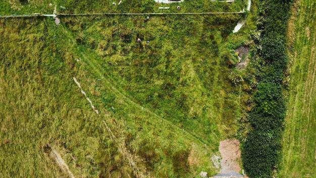 Drone photo of corner of a field