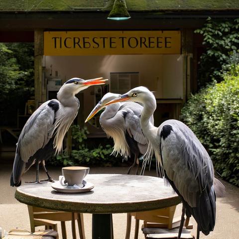 Herons sharing Coffee