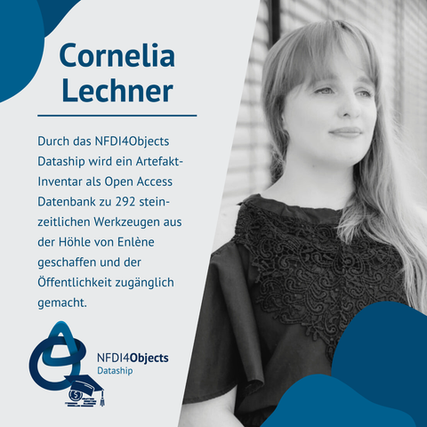 Gewinnerin Nummer 2 des NFDI4Objects Dataship ist Cornelia Lechner, welche rechts im Bild zu sehen ist.