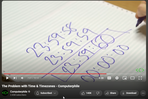 Notepad showing minutes having 61 seconds in a minute due to leap seconds
