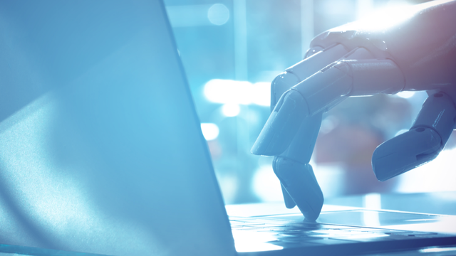 AI Content - Robot fingers over a keyboard