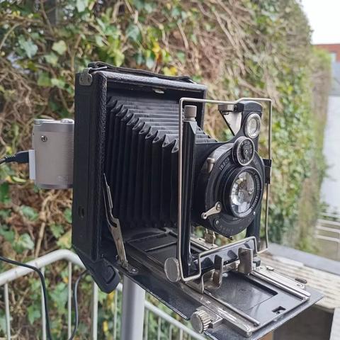 bellows camera with a modern digital camera