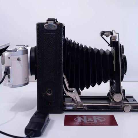 bellows camera with a modern digital camera