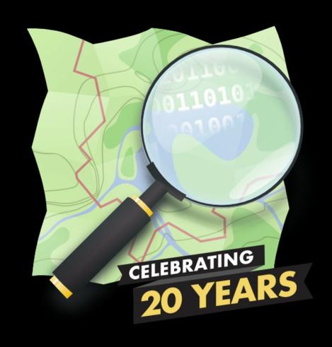 Open Street Map logo with "Celebrating 20 Years" banner