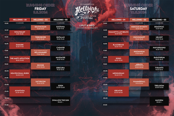 Hellsinki Metal Festival schedule.