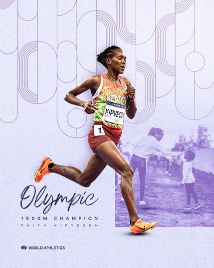 Faith Kipyegon 
Olympic world record holder Paris 1500M from 🇰🇪