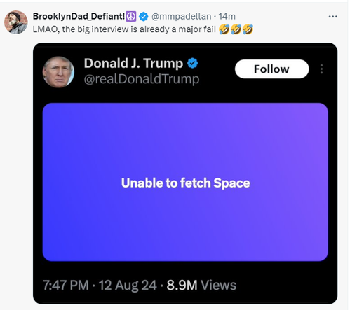 Trump Musk Spaces fail