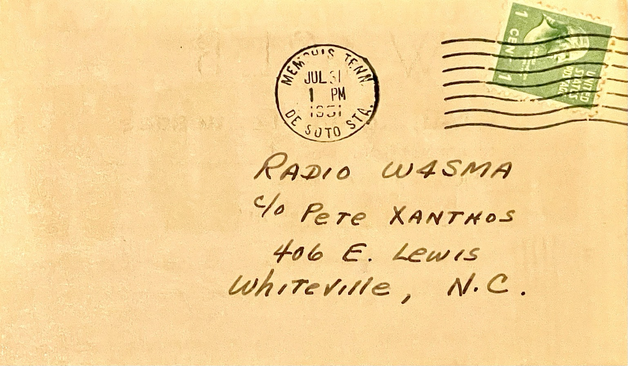 A QSL card from W4SLB to W4SMA from a QSO in June of 1951.