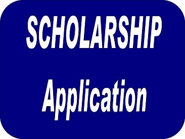 Blue background with the words "SCHOLARSHIP APPLICATION" written in white.