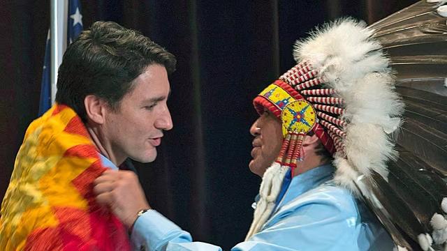Justin Trudeau with First Nations leaders