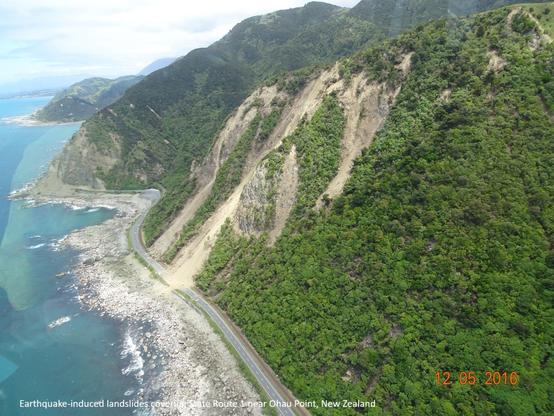 photo - 2017. 7.8 earthquake induced landslides, State Highway 1, Ohau Point, New Zealad