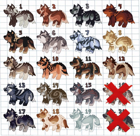 4 by 5 page of chibi wolf adopts