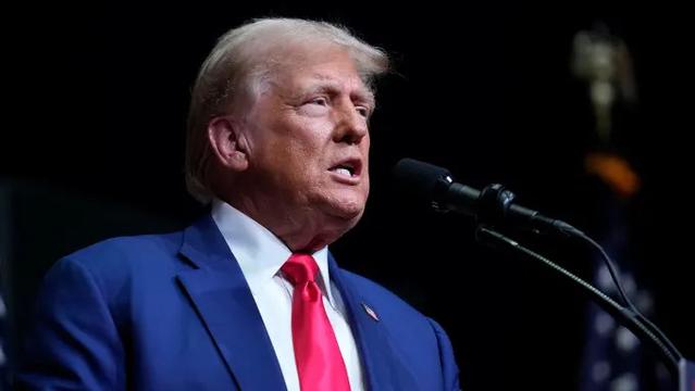 Former President Donald Trump speaks in Asheville, North Carolina, on Wednesday. Matt Rourke/AP