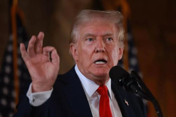 Former President Donald Trump, the Republican presidential nominee, speaks during a news conference at his Mar-a-Lago estate in Florida on Aug. 8.
Joe Raedle/Getty Images