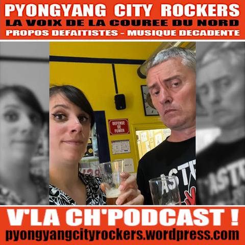 flyer du podcast #350 de Pyongyang City Rockers, mettant en scène deux Grandes Leadrices et Deurs occupés à tuter un peu.