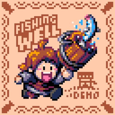 A young person running around excitedly with a bucket and a fish in hand.