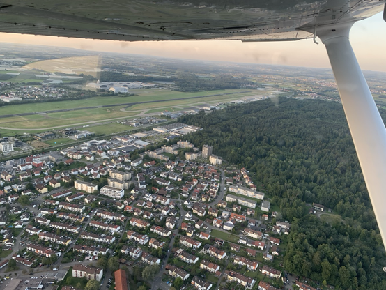 Airport on departure seen from under the wing