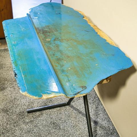 Handcrafted Table from a Piece of Boat Hull - top view