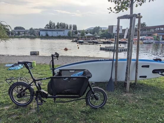 Unser muli bei einer Ausfahrt zur Mur mit dem SUP.